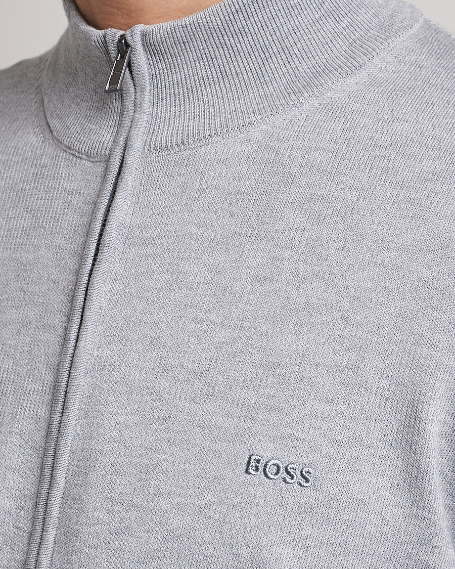 Herren | Pullover | BOSS BLACK | Palano Knitted Full-Zip Silver