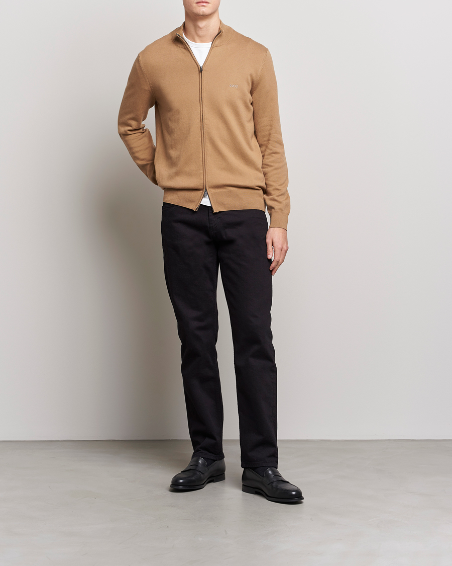 Herren | Pullover | BOSS BLACK | Palano Knitted Full-Zip Medium Beige