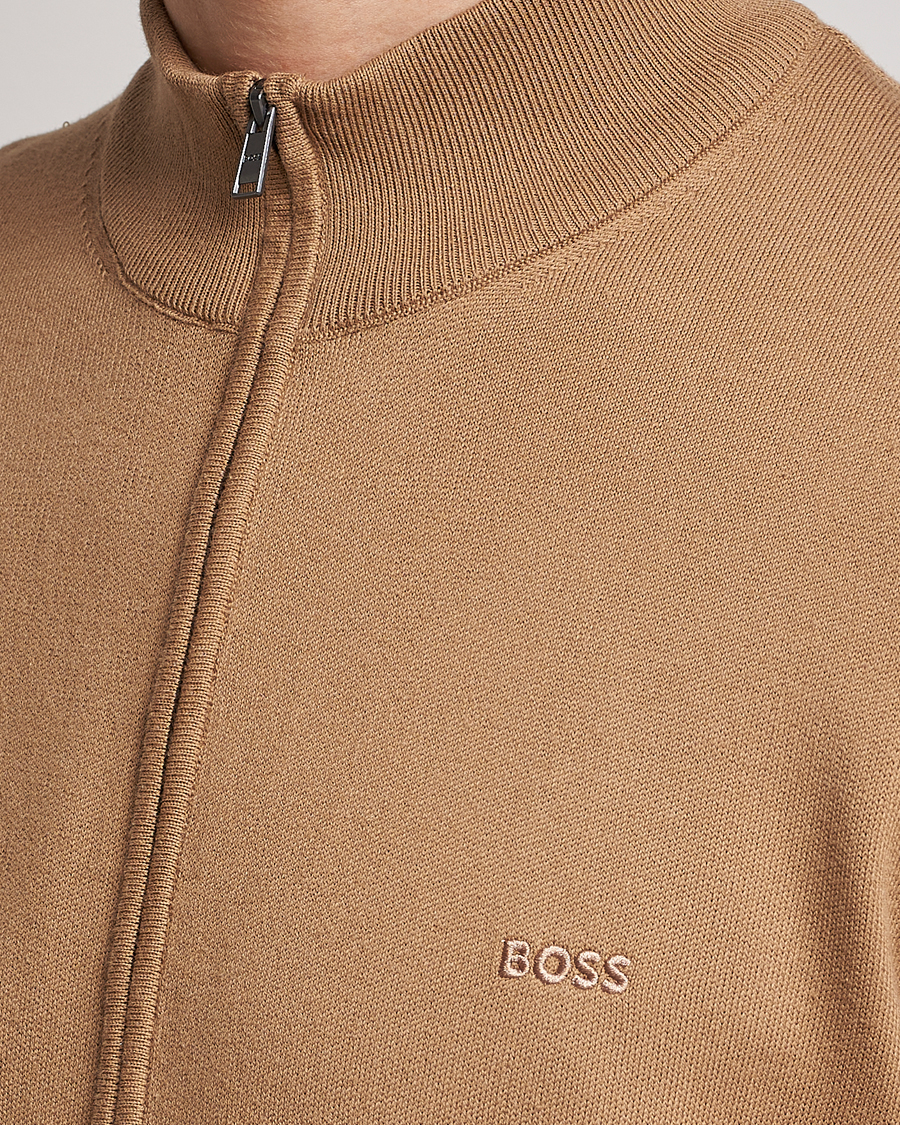 Herren | Pullover | BOSS BLACK | Palano Knitted Full-Zip Medium Beige