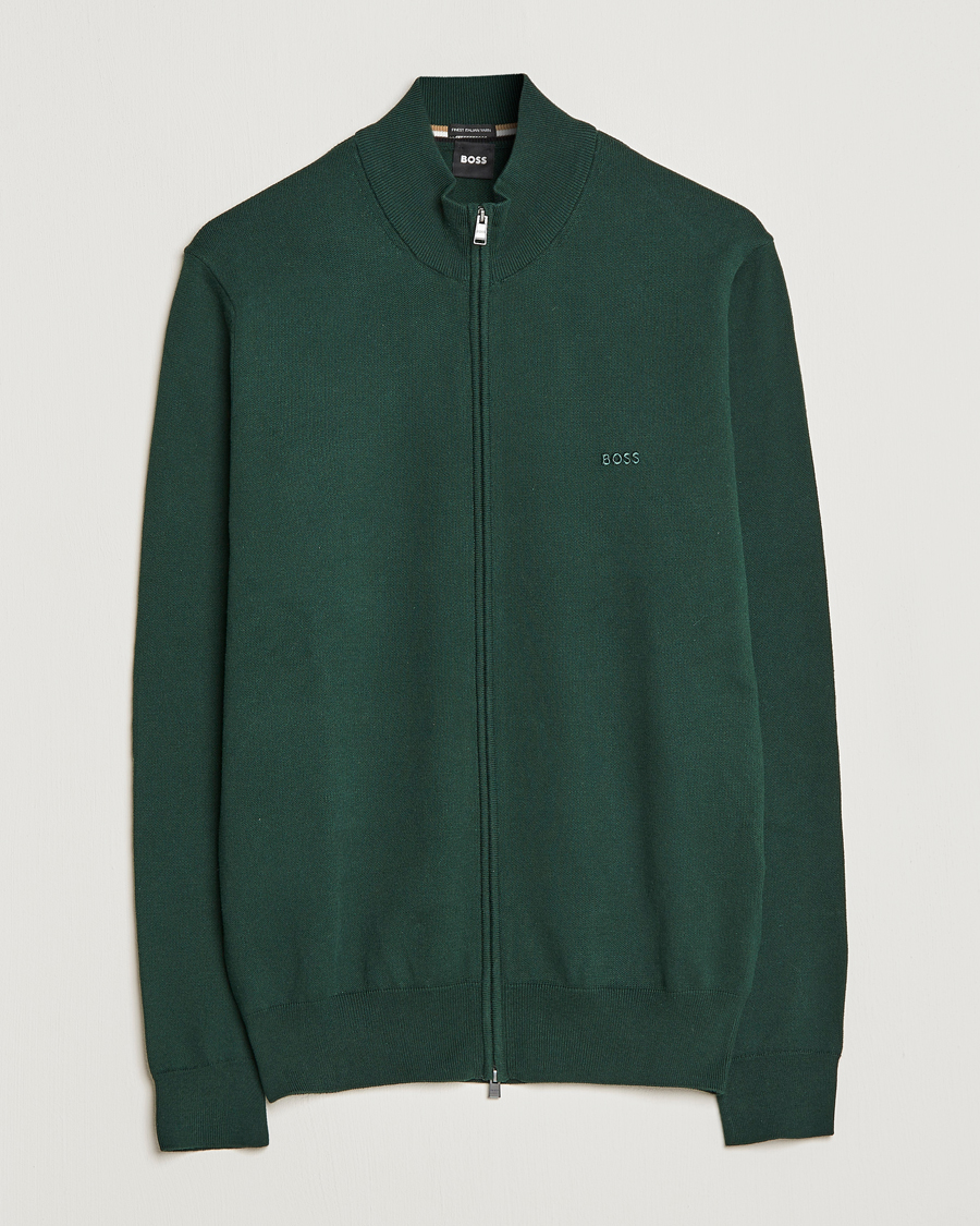 Herren | Pullover | BOSS BLACK | Palano Knitted Full-Zip Open Green