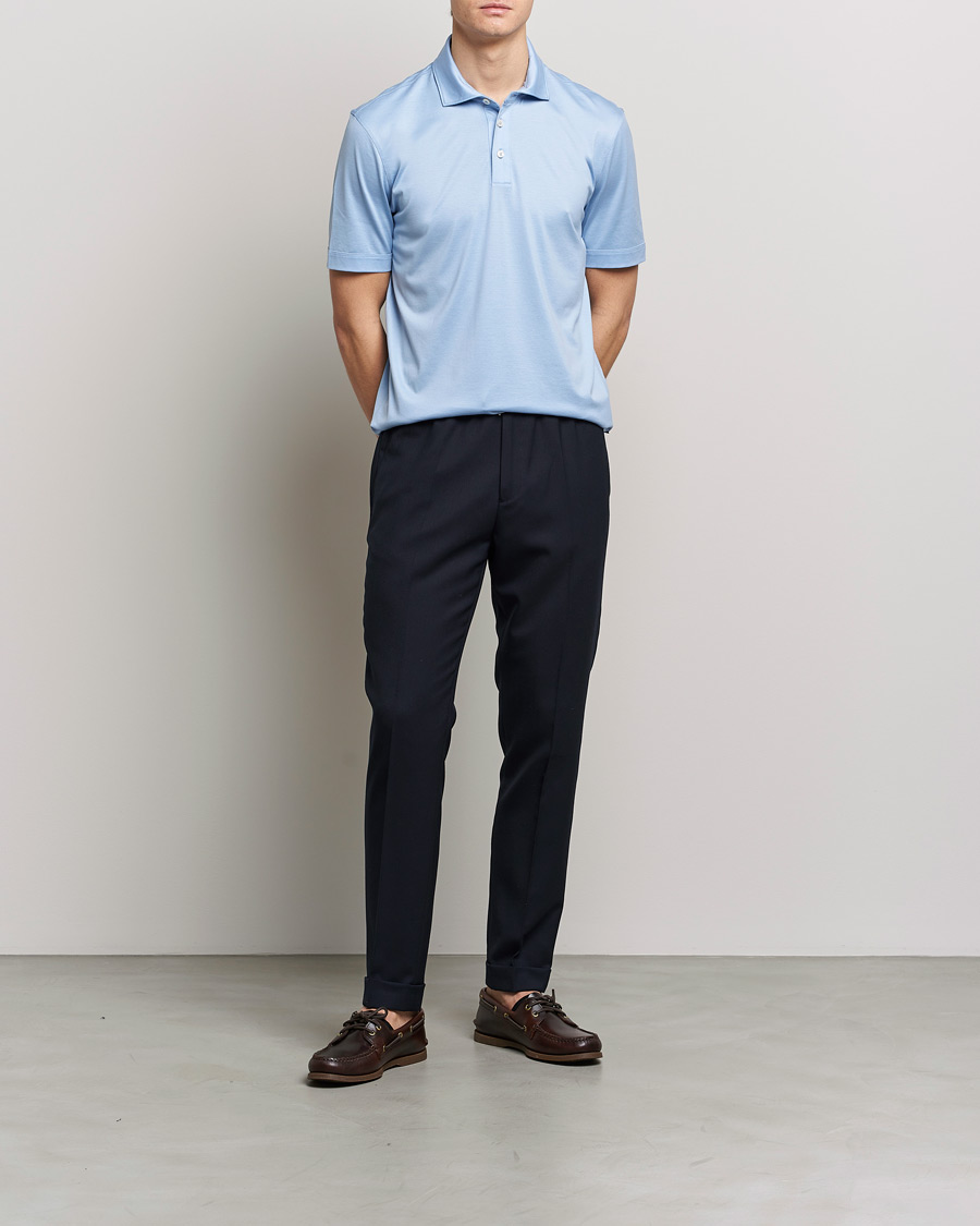 Herren | Poloshirts | BOSS BLACK | Press Cotton/Lyocell Polo Open Blue