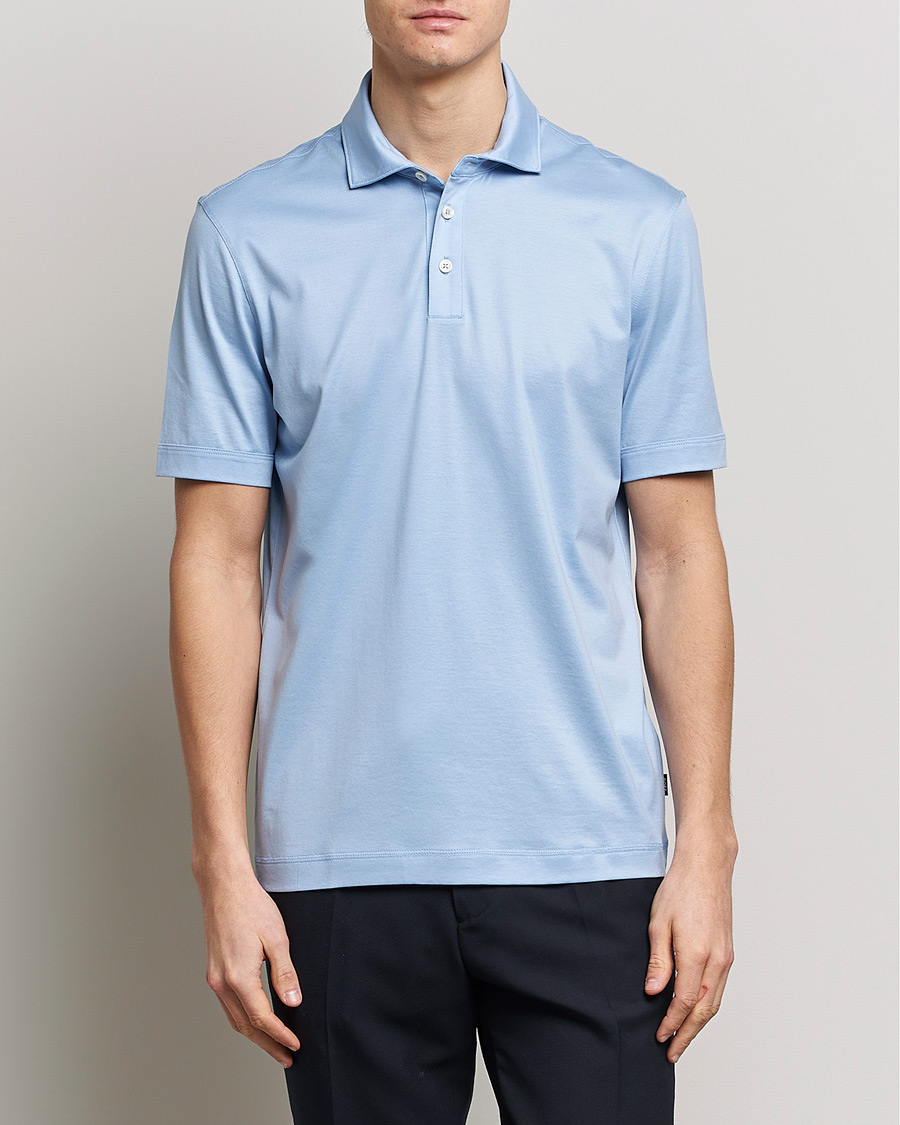 Herren | Poloshirts | BOSS BLACK | Press Cotton/Lyocell Polo Open Blue