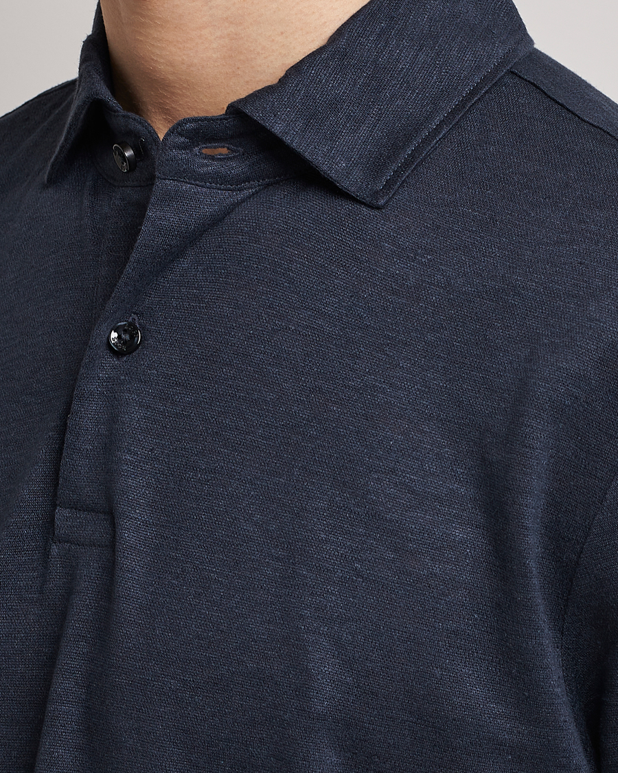 Herren | Poloshirts | BOSS BLACK | Press Linen Polo Dark Blue