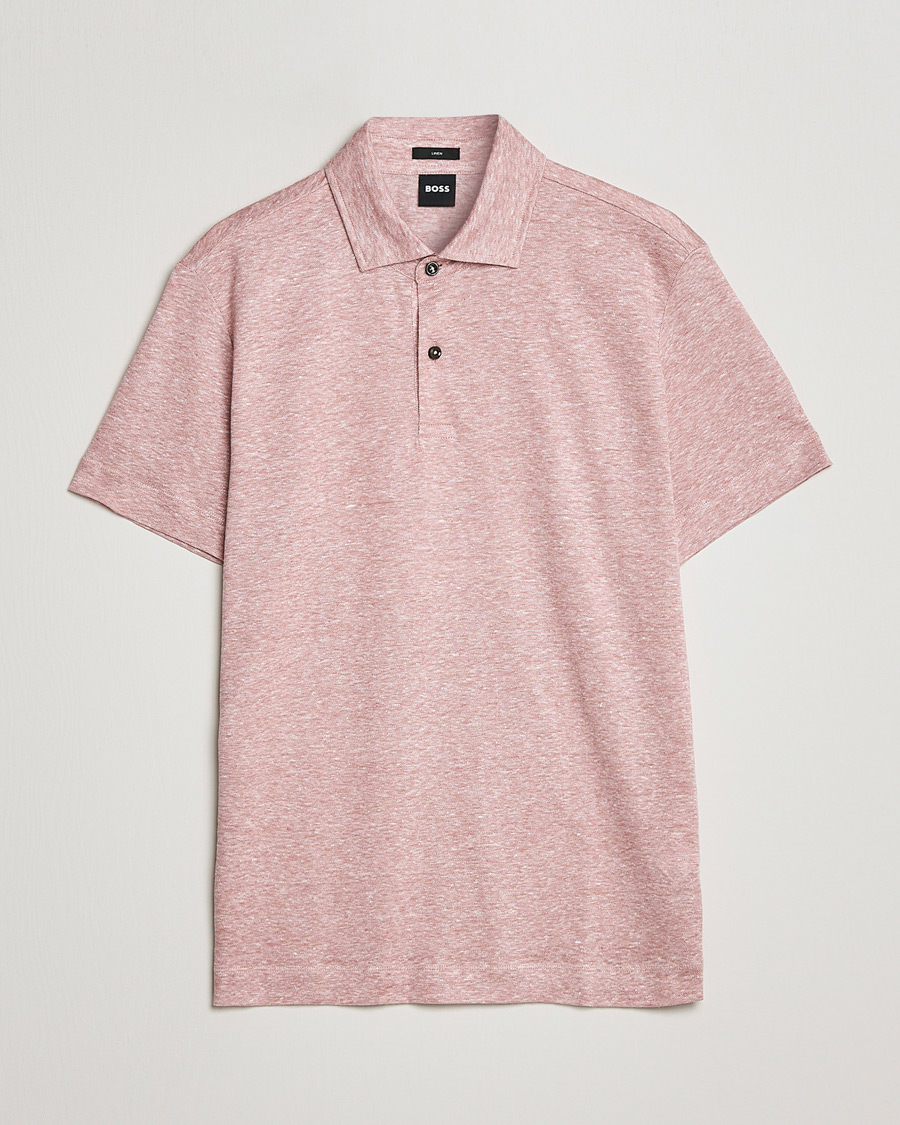 Herren | Poloshirts | BOSS BLACK | Press Linen Polo Open Pink