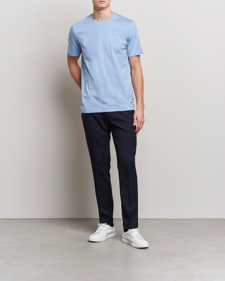 Herren | T-Shirts | BOSS BLACK | Thompson Logo Crew Neck T-Shirt Open Blue