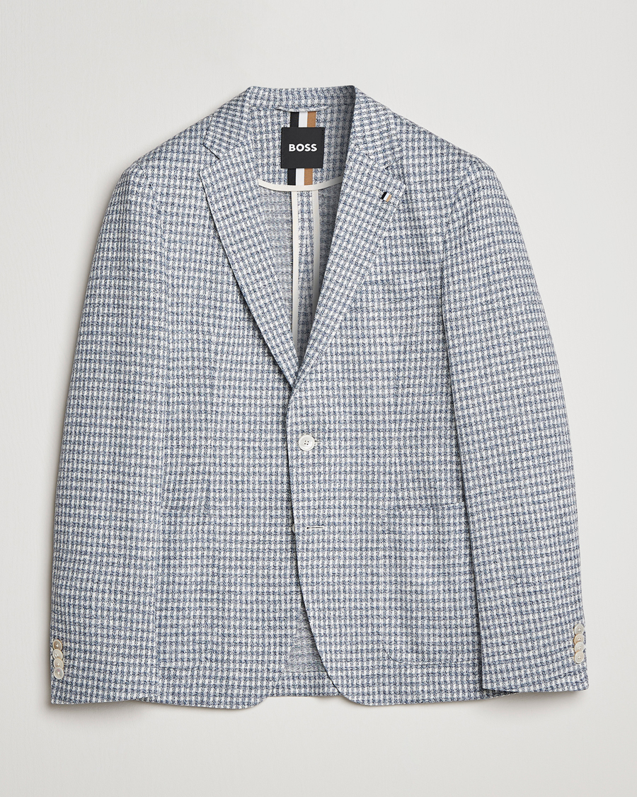 Herren | Sakkos | BOSS BLACK | Hanry Linen/Cotton Structured Blazer Open Blue