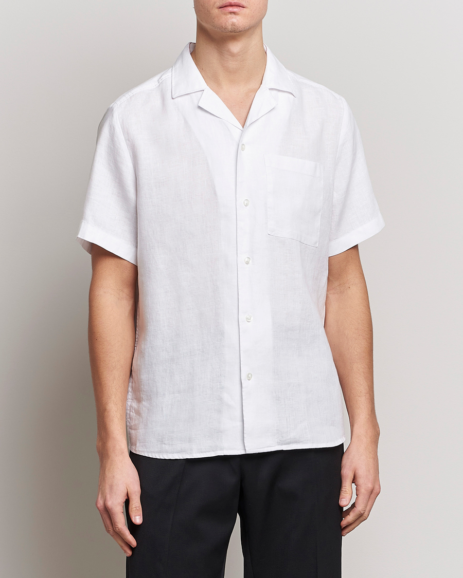Herren | Hemden | HUGO | Ellino Short Sleeve Linen Shirt Open White