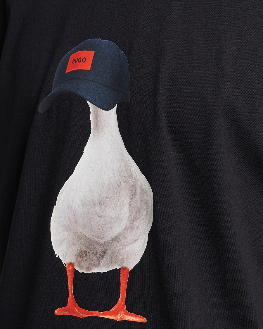 Herren | T-Shirts | HUGO | Ducky Printed Crew Neck T-Shirt Black