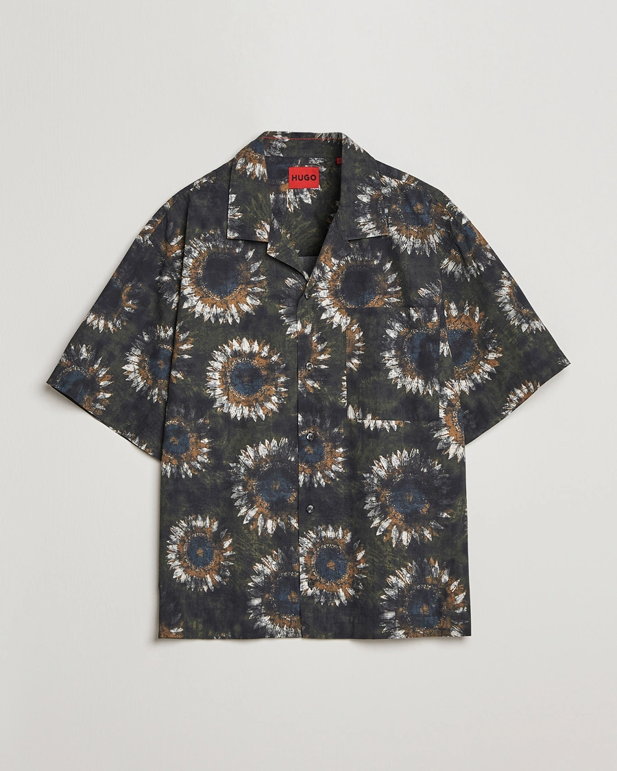 Herren | Hemden | HUGO | Egeeno Printed Resort Collar Short Sleeve Shirt Green