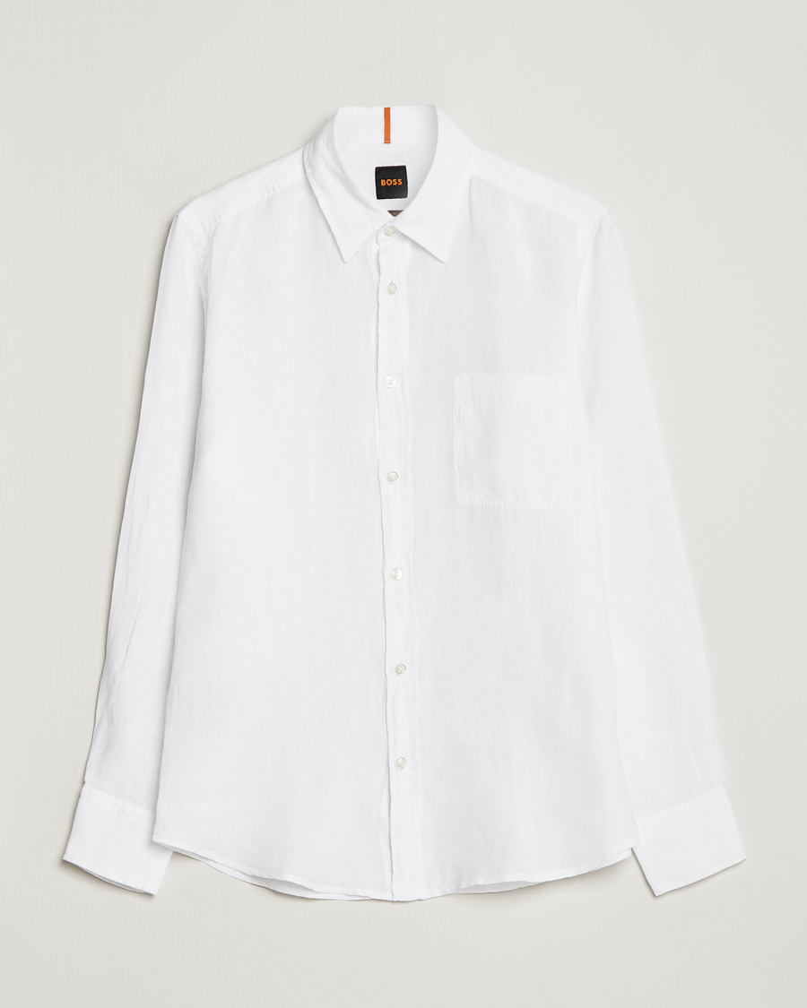 Herren | Hemden | BOSS ORANGE | Relegant Linen Shirt White