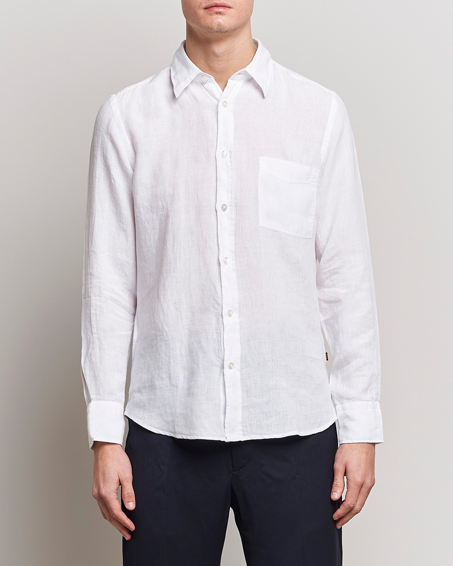 Herren | The Linen Lifestyle | BOSS ORANGE | Relegant Linen Shirt White