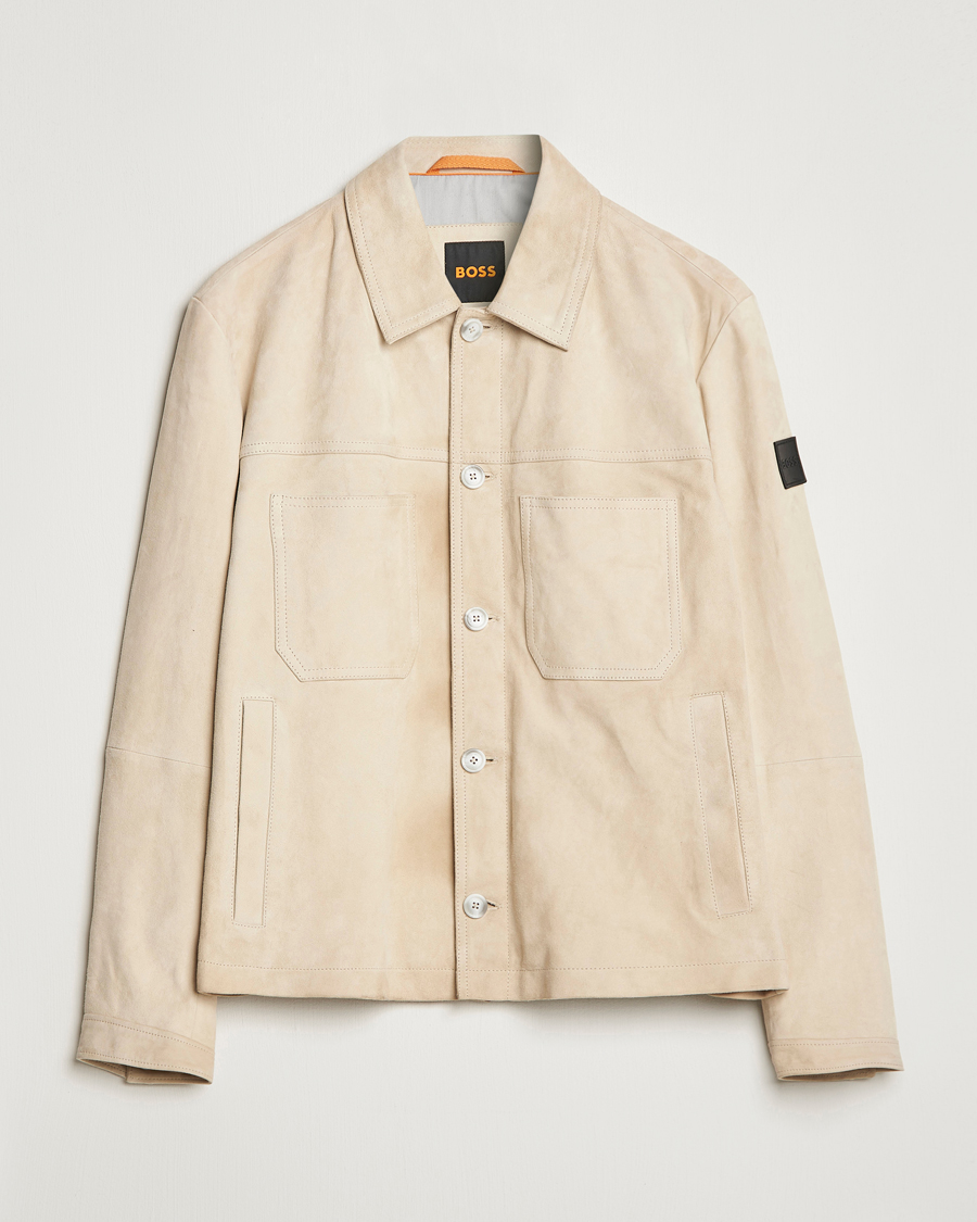 Herren | Jacken | BOSS ORANGE | Jaked Suede Jacket Light Beige