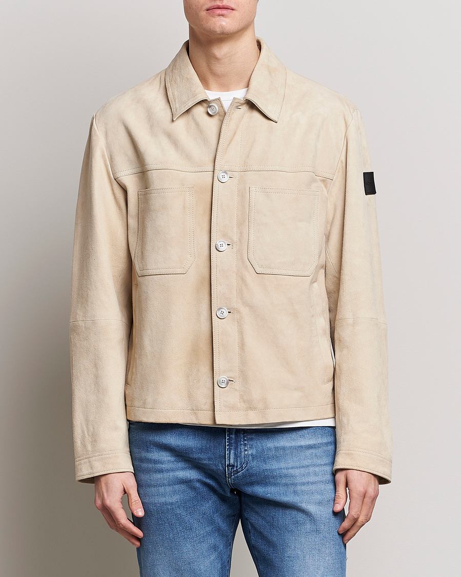 Herren | Jacken | BOSS ORANGE | Jaked Suede Jacket Light Beige