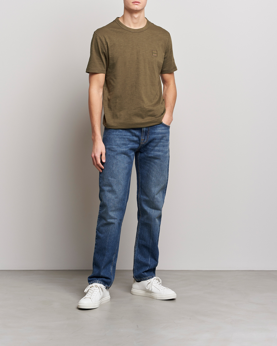 Herren | T-Shirts | BOSS ORANGE | Tegood Slub Crew Neck T-Shirt Dark Green