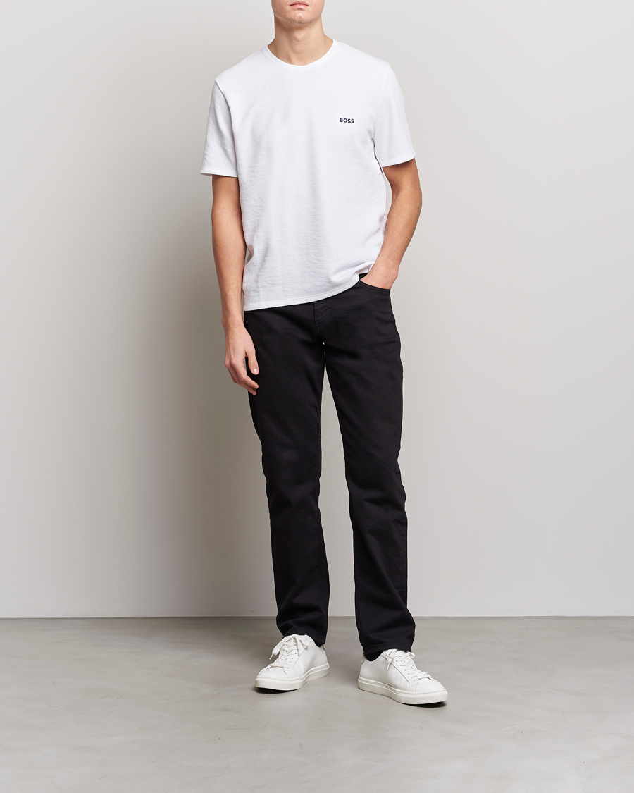 Herren | T-Shirts | BOSS BLACK | Waffle Logo Crew Neck T-Shirt Open White