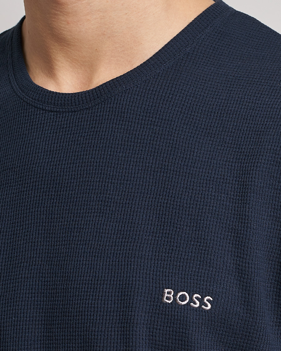 Herren | T-Shirts | BOSS BLACK | Waffle Logo Crew Neck T-Shirt Dark Blue