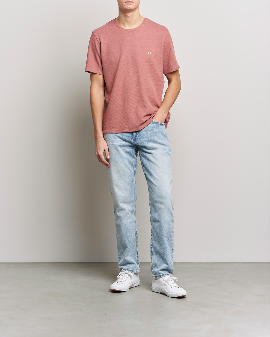 Herren | T-Shirts | BOSS BLACK | Waffle Logo Crew Neck T-Shirt Open Pink