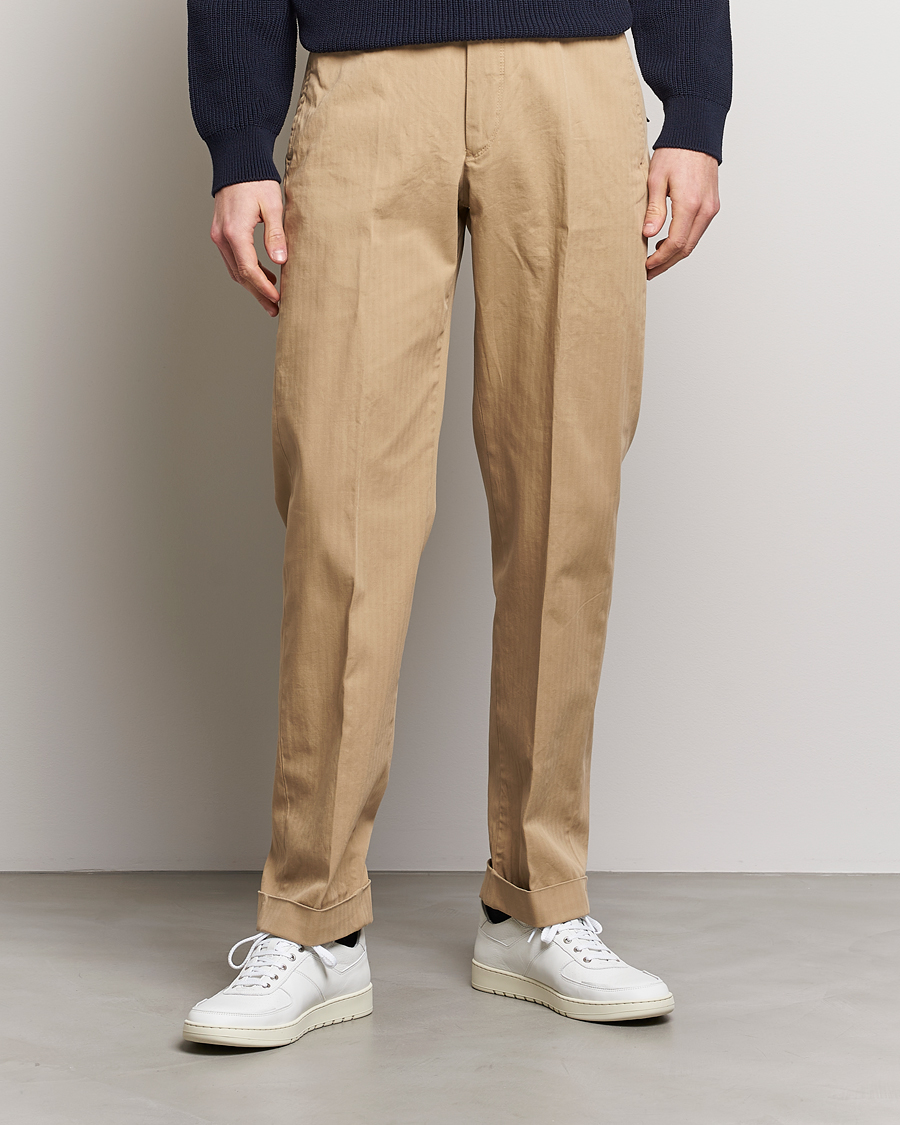 Herren | Hosen | Incotex | Regular Fit Herringbone Chinos Khaki