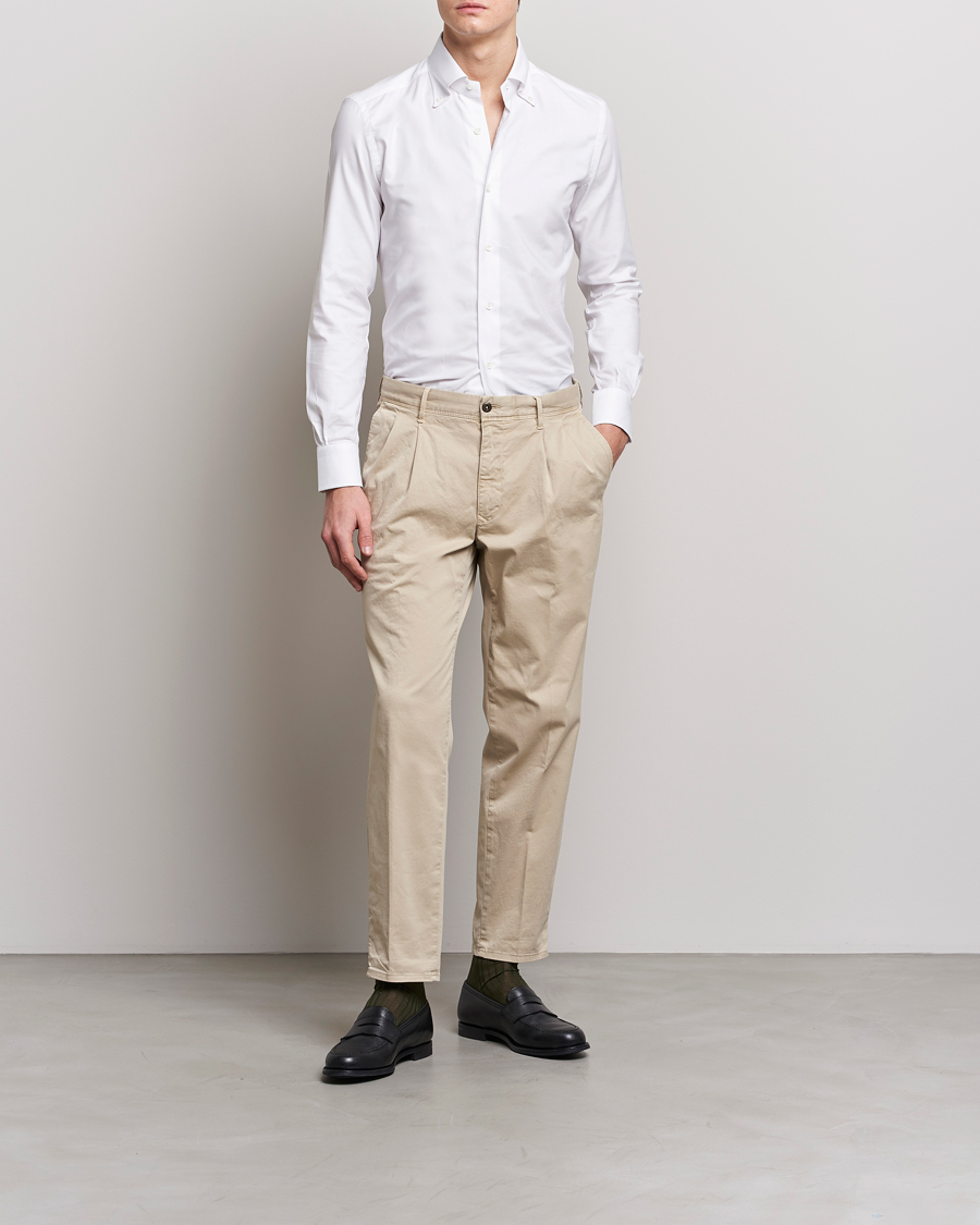 Herren | Hosen | Incotex | Tapered Fit Pleated Slacks Beige