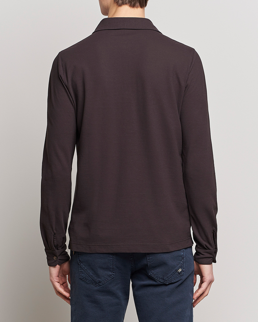 Herren | Pullover | Zanone | Ice Cotton Long Sleeve Polo Dark Brown