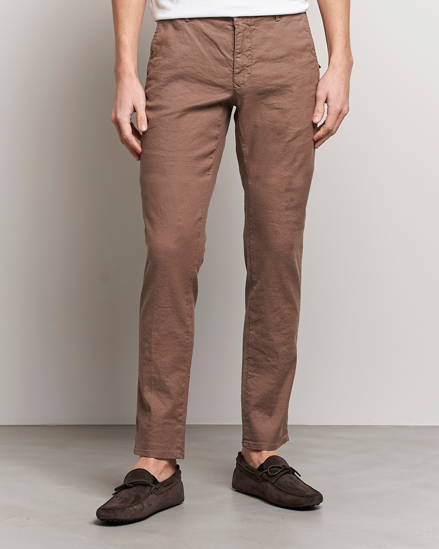 Herren | Hosen | Incotex | Slim Fit Cotton/Linen Slacks Brown