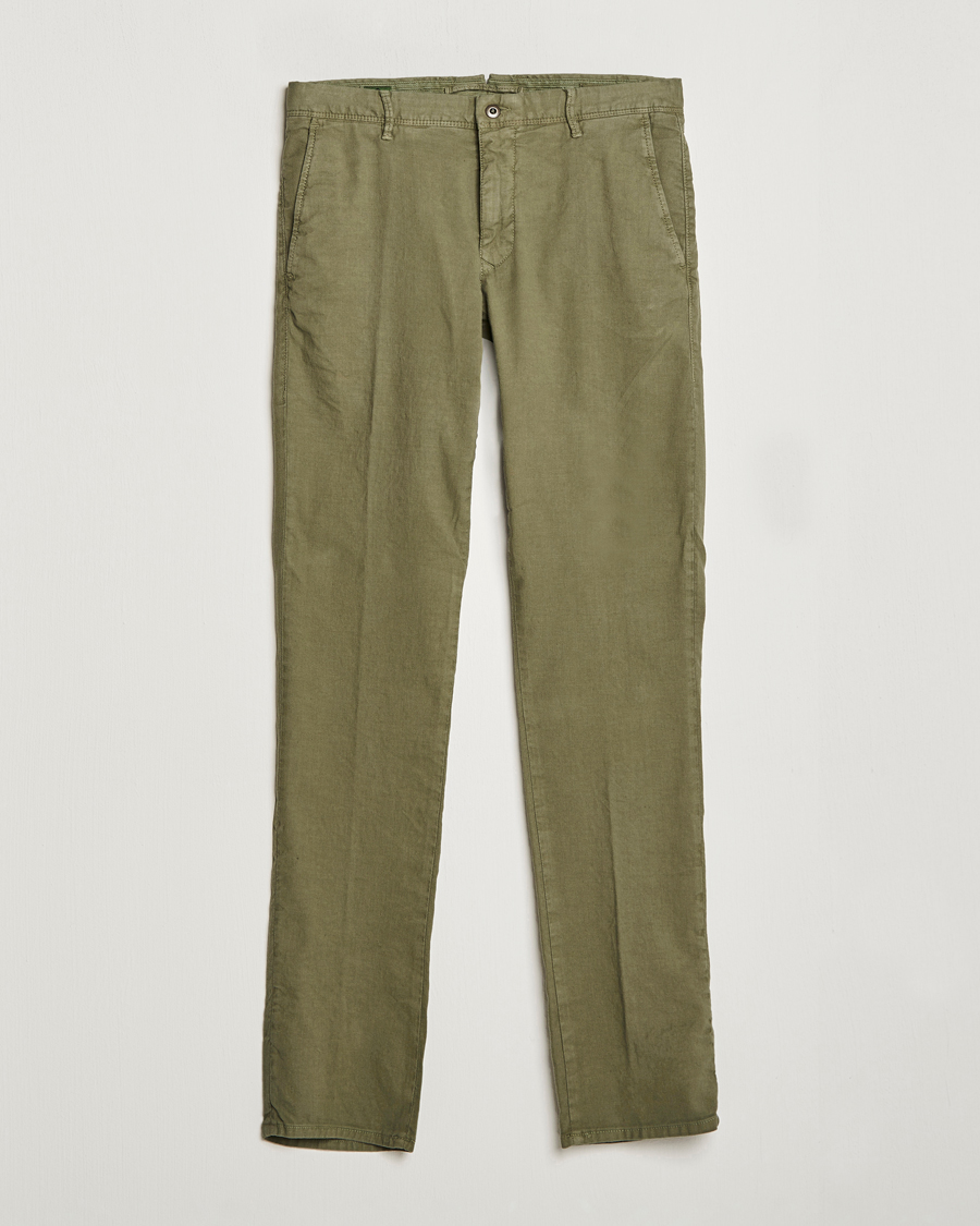 Herren | Hosen | Incotex | Slim Fit Cotton/Linen Slacks Olive
