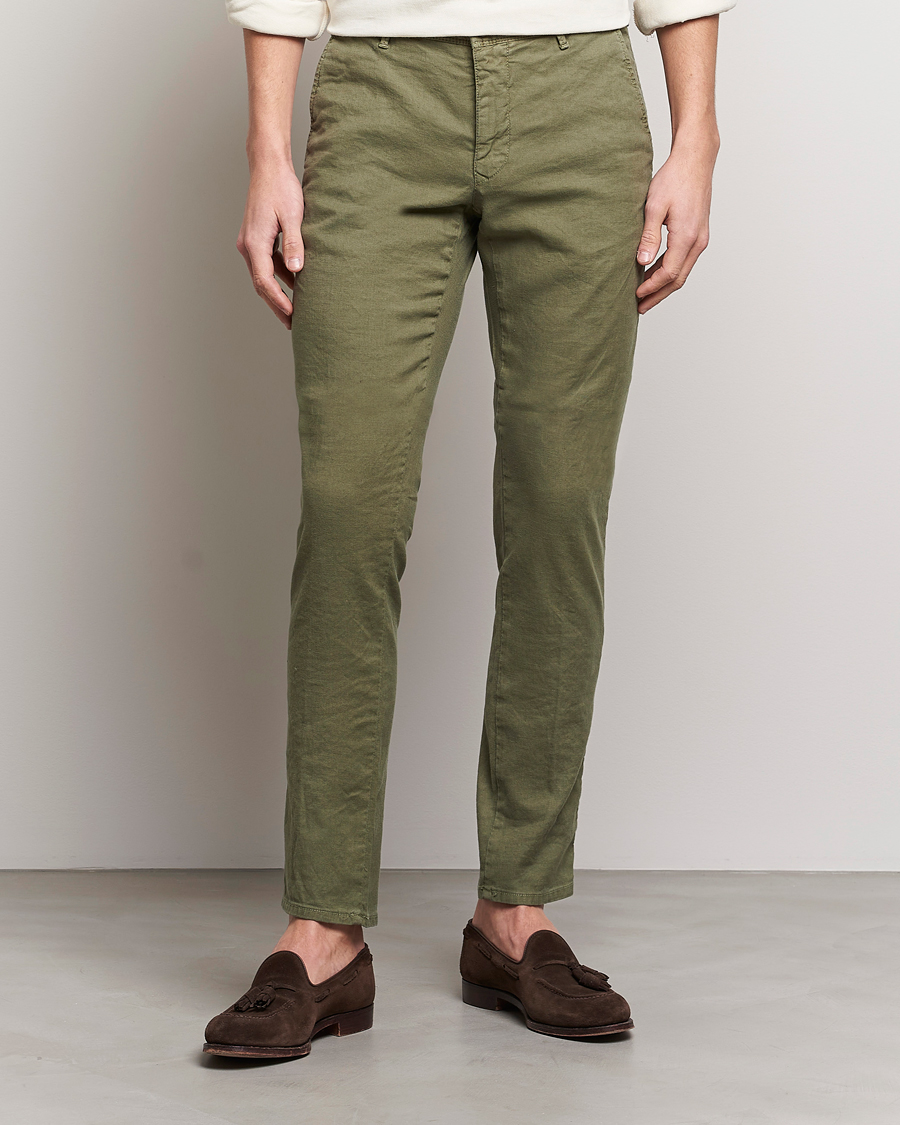 Herren | Hosen | Incotex | Slim Fit Cotton/Linen Slacks Olive
