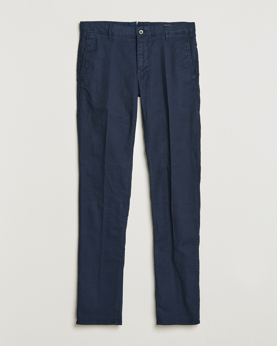 Herren | Hosen | Incotex | Slim Fit Cotton/Linen Slacks Navy