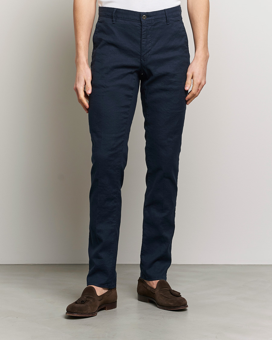 Herren | Hosen | Incotex | Slim Fit Cotton/Linen Slacks Navy