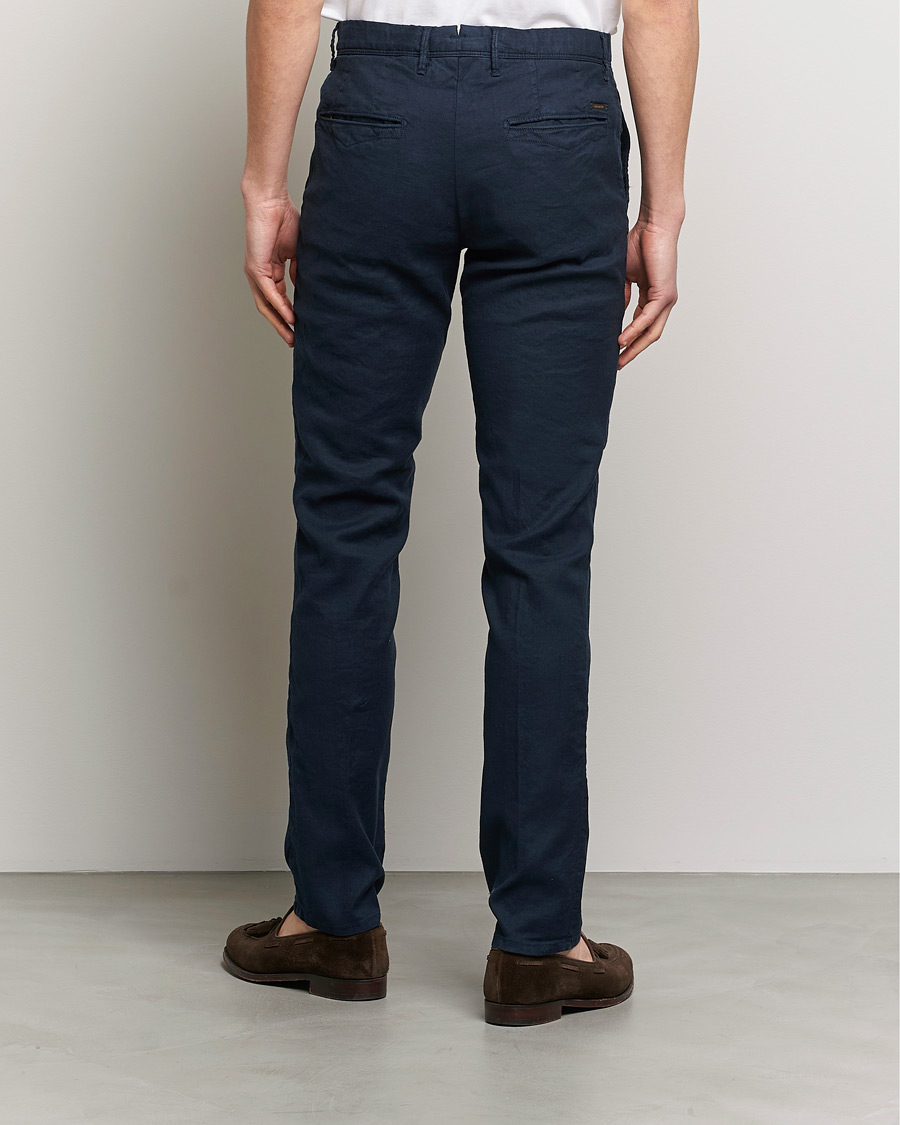 Herren | Hosen | Incotex | Slim Fit Cotton/Linen Slacks Navy