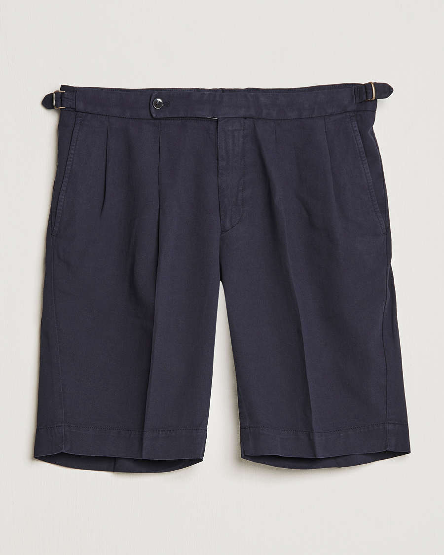 Herren | Shorts | Incotex | Pleated Chinolino Shorts Navy