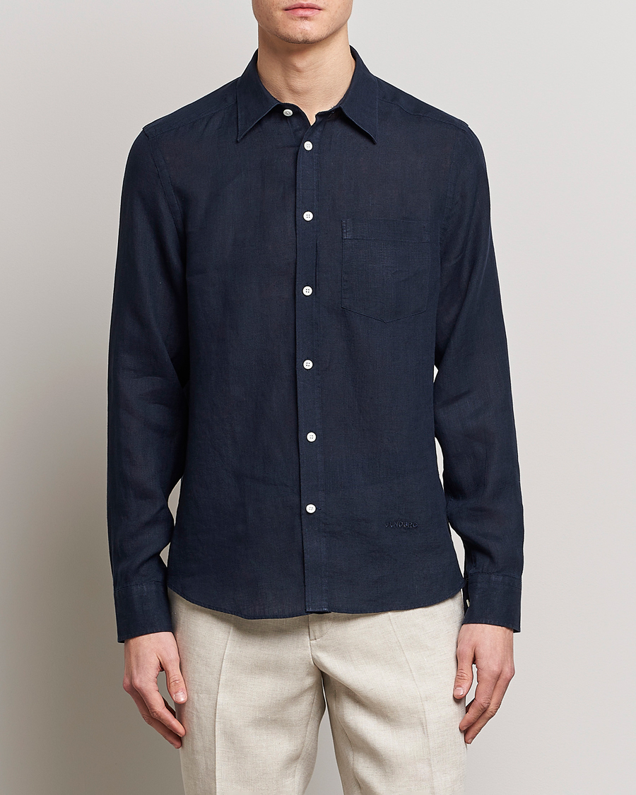 Herren | Hemden | J.Lindeberg | Slim Fit Clean Linen Shirt Navy