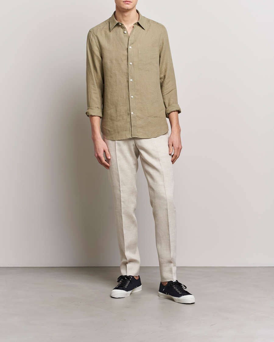 Herren | Hemden | J.Lindeberg | Slim Fit Clean Linen Shirt Aloe