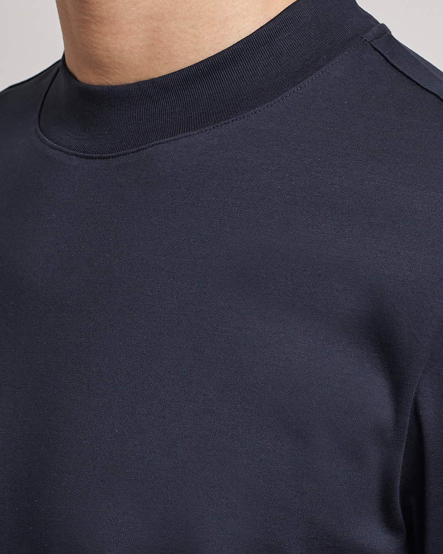 Herren | T-Shirts | J.Lindeberg | Ace Mock Neck Mercerized Cotton T-Shirt Navy