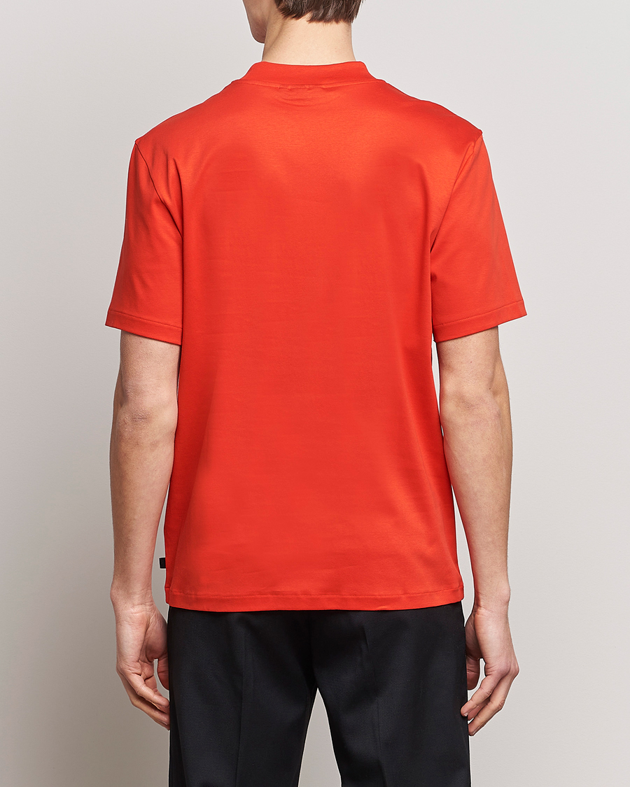 Herren | T-Shirts | J.Lindeberg | Ace Mock Neck Mercerized Cotton T-Shirt Fiery Red