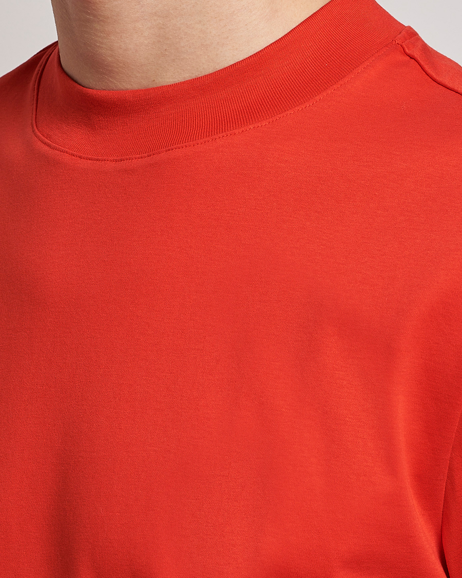 Herren | T-Shirts | J.Lindeberg | Ace Mock Neck Mercerized Cotton T-Shirt Fiery Red