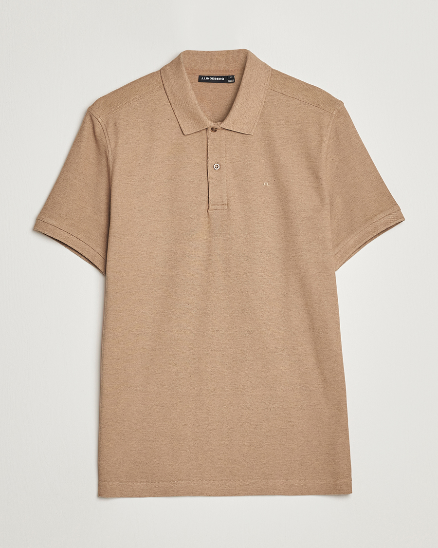 Herren | Poloshirts | J.Lindeberg | Troy Clean Polo Tiger Brown Melange