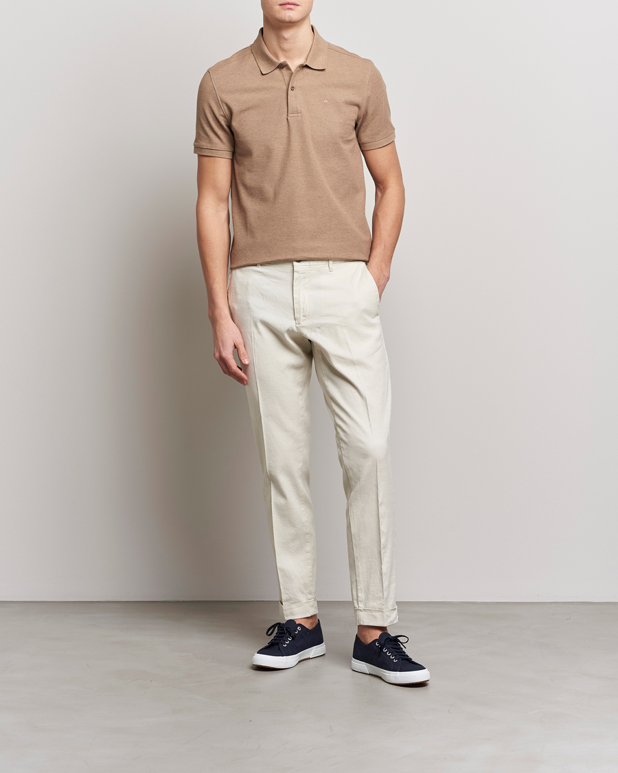 Herren | Poloshirts | J.Lindeberg | Troy Clean Polo Tiger Brown Melange