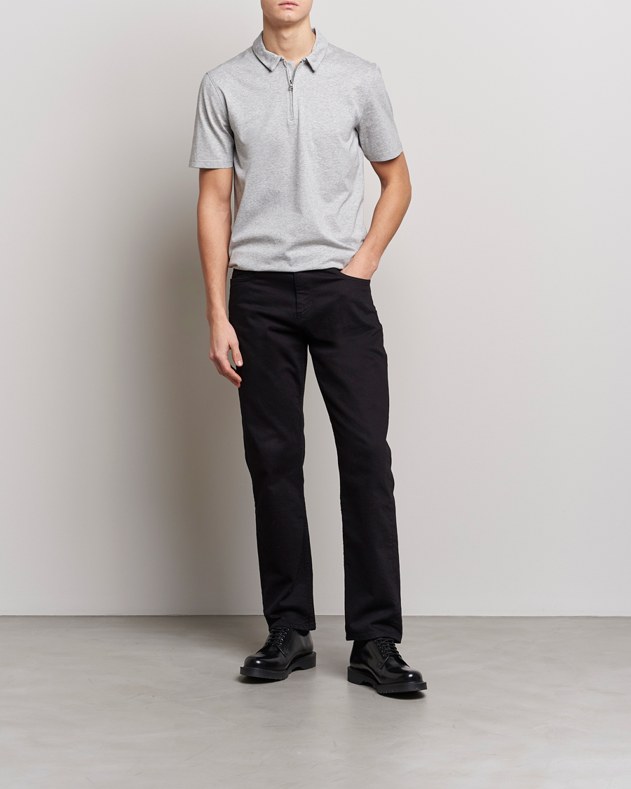 Herren | Poloshirts | J.Lindeberg | Asher Zip Mercerized Cotton Polo Light Grey Melange