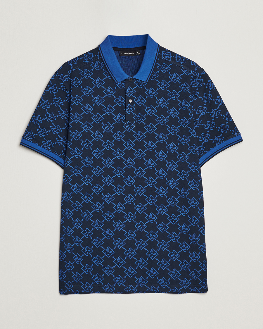Herren | Poloshirts | J.Lindeberg | Deklan Organic Cotton Jacquard Polo Navy