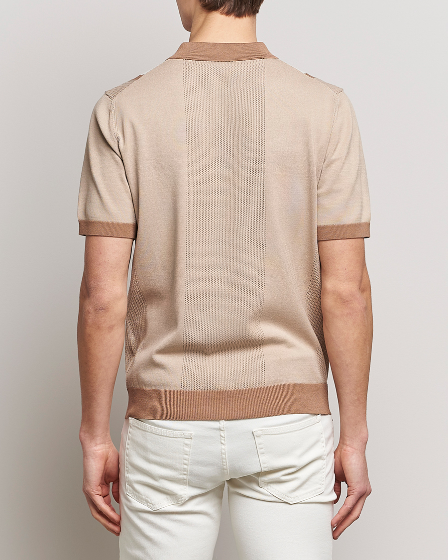 Herren | Poloshirts | J.Lindeberg | Rey Stripe Knitted Polo Tiger Brown