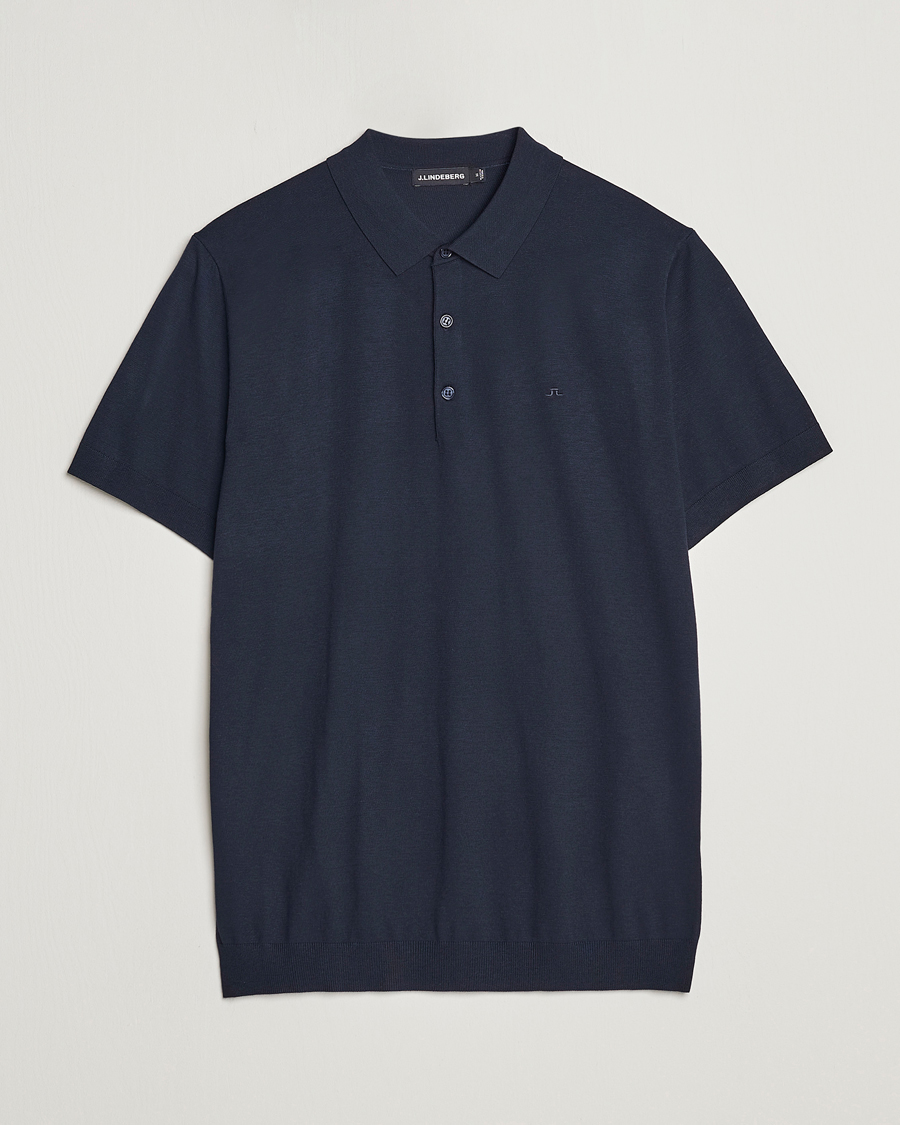 Herren | Poloshirts | J.Lindeberg | Ridge Rayon Silk Polo Navy