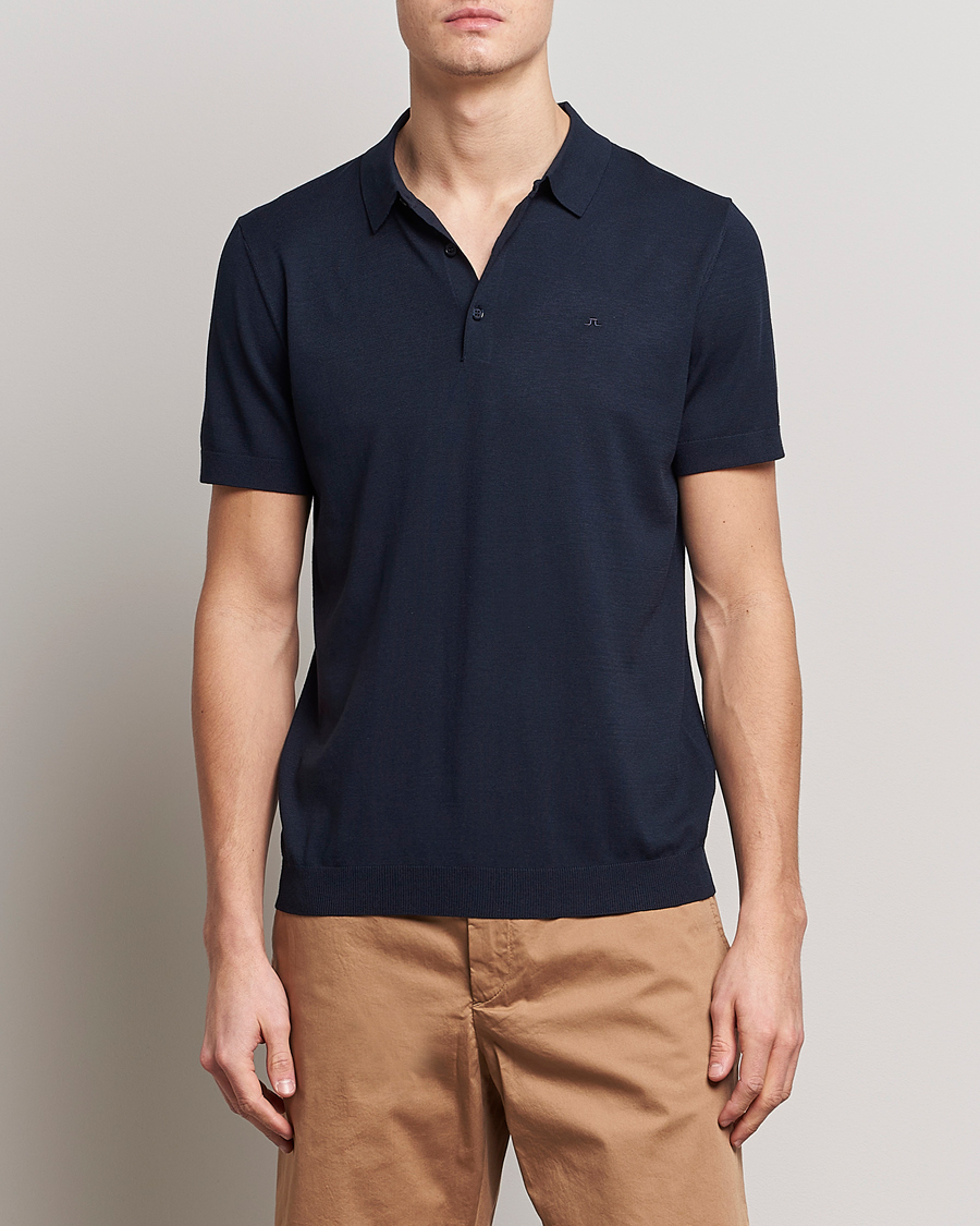 Herren | Poloshirts | J.Lindeberg | Ridge Rayon Silk Polo Navy
