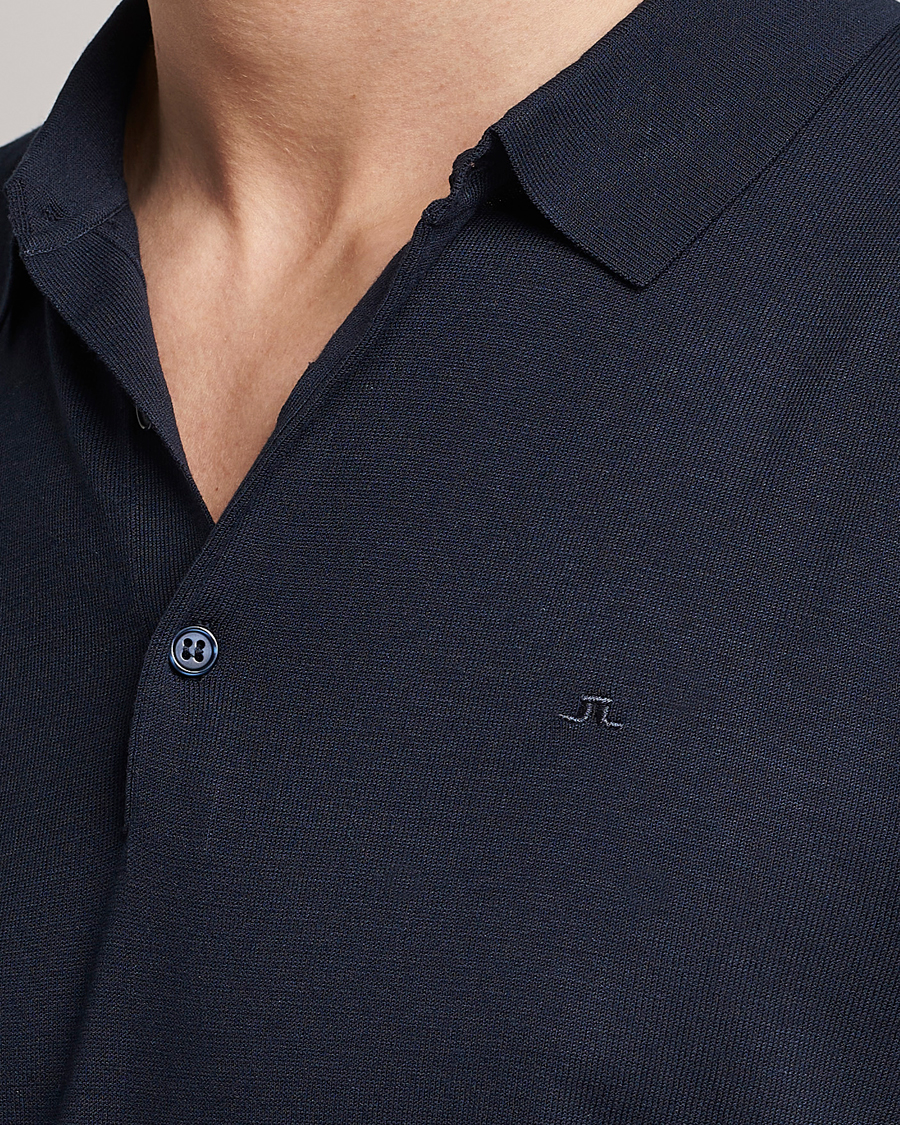 Herren | Poloshirts | J.Lindeberg | Ridge Rayon Silk Polo Navy