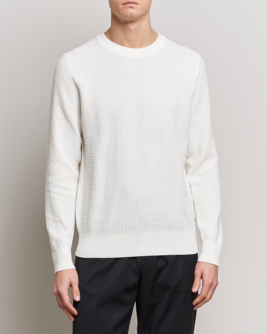 Herren | Pullover | J.Lindeberg | Arthur Structure Organic Cotton Crew Neck Cloud White