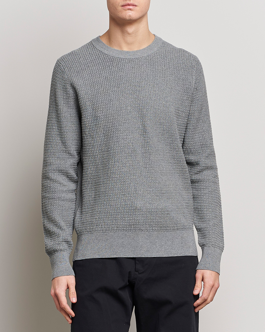 Herren | Pullover | J.Lindeberg | Arthur Structure Organic Cotton Crew Neck Light Grey