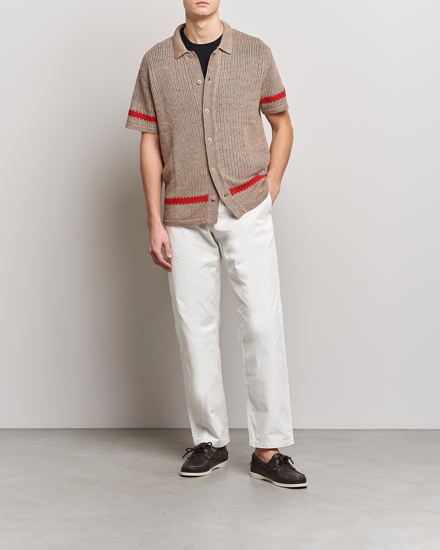 Herren | Hemden | J.Lindeberg | Sky Knitted Linen/Merino Short Sleeve Shirt Beige
