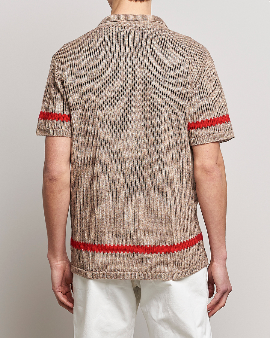 Herren | Hemden | J.Lindeberg | Sky Knitted Linen/Merino Short Sleeve Shirt Beige