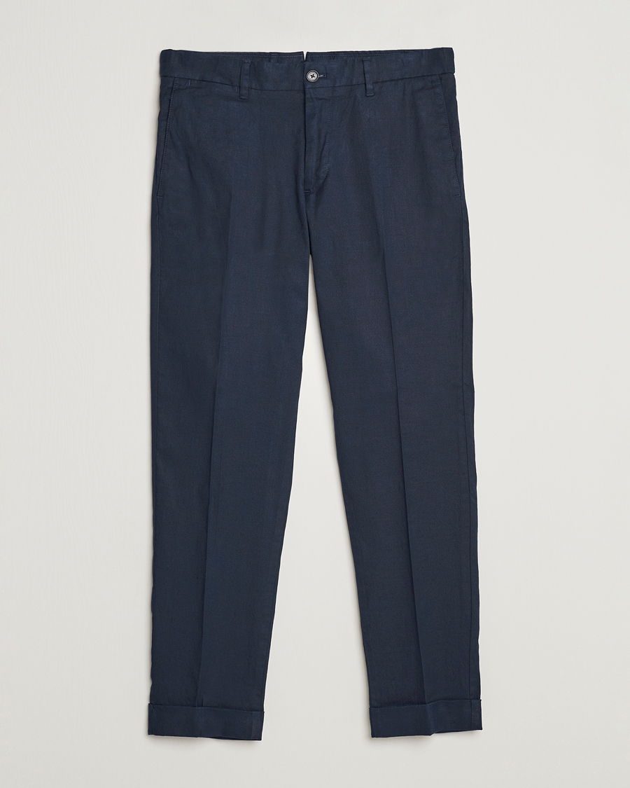 Herren | Hosen | J.Lindeberg | Grant Stretch Cotton/Linen Trousers Navy
