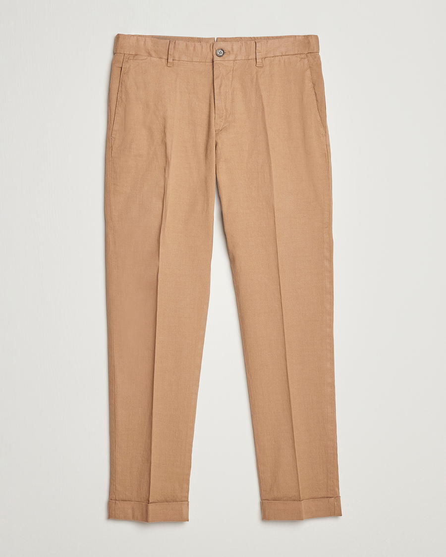 Herren | Hosen | J.Lindeberg | Grant Stretch Cotton/Linen Trousers Tiger Brown